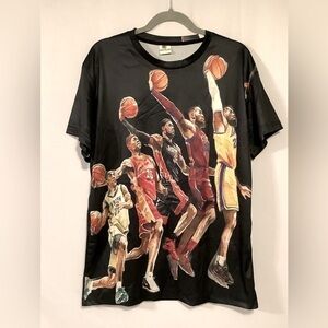 BAY Club “Lebron James Teams Through the Years” 5 Team Dunk Print T-Shirt NWOT